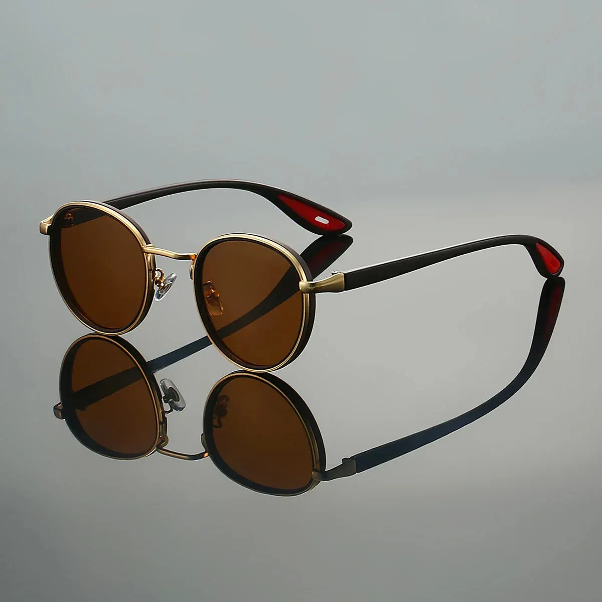 Men's Round Metal Sunglasses &ndash; UV400 Retro Everyday Shades &ndash; Green