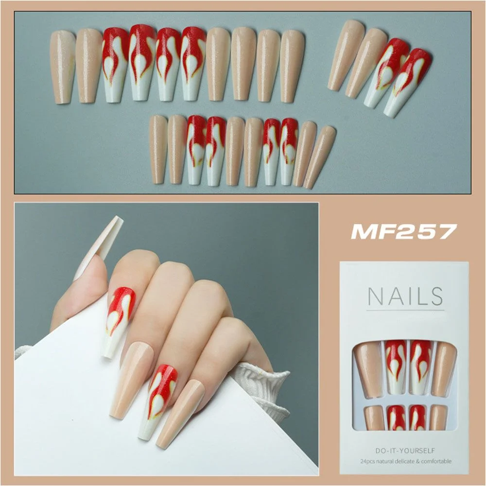 24Pcs Artificial False Nails Ballet Coffin Fake Nails Finger Wearable Long Manicure Art Tips press on nails nails accessories