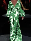Printed Empire Long Sleeves Maxi Dresses