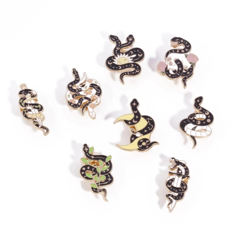 Retro IG Style Pin Sun Moon Snake Alloy Plating Unisex Brooches