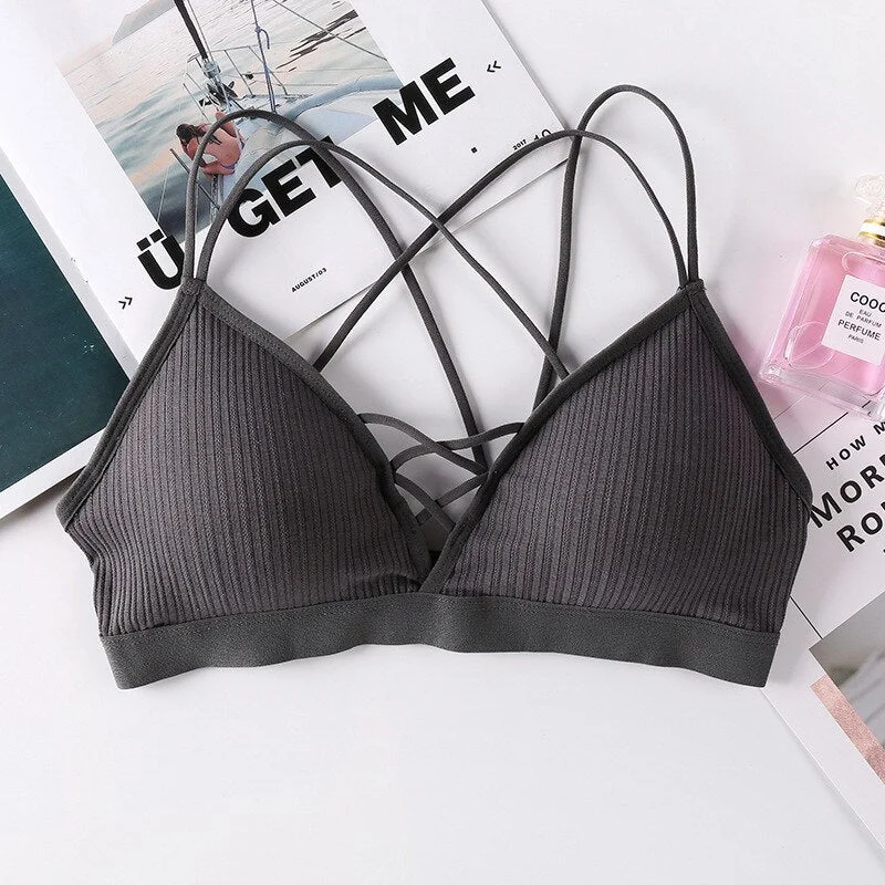 Sexy elastic rally bra push chest bra summer anti-glare Korean version wild steel tube bra sexy no steel ring bra
