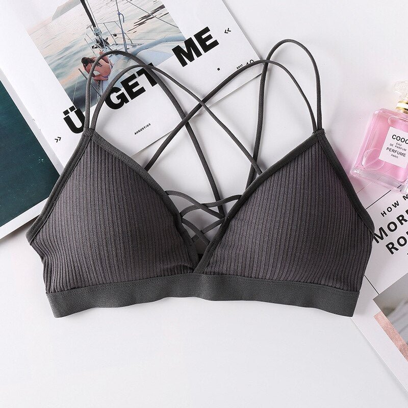 Sexy elastic rally bra push chest bra summer anti-glare Korean version wild steel tube bra sexy no steel ring bra