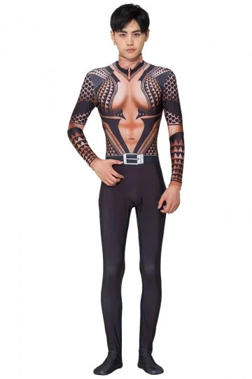 Mens Aquaman Jumpsuit Halloween Costume-elleschic