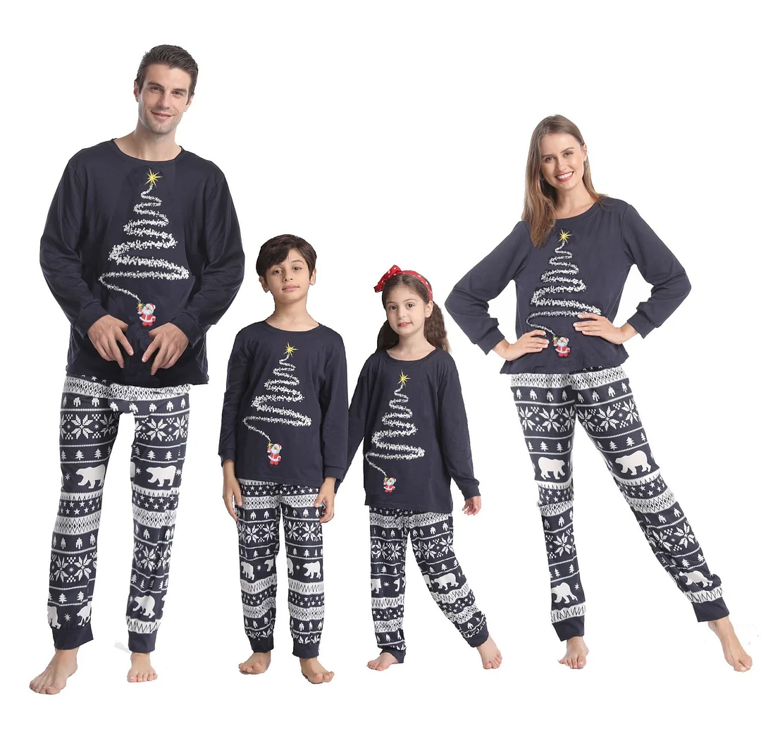 Christmas Family Two Tone Tree Print Pajamas