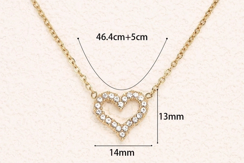 Luxurious Shiny Korean Style Circle Heart Shape 304 Stainless Steel Rhinestones 18K Gold Plated Polishing Plating Inlay Jewelry Set