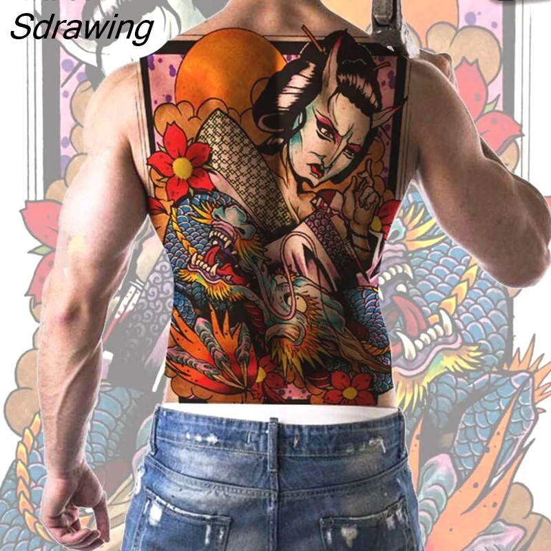 Sdrawing temporary tatoo for men tattoo body art full back sexy tattoo sticker lion king tiger dragon tattoo designs waterproof new