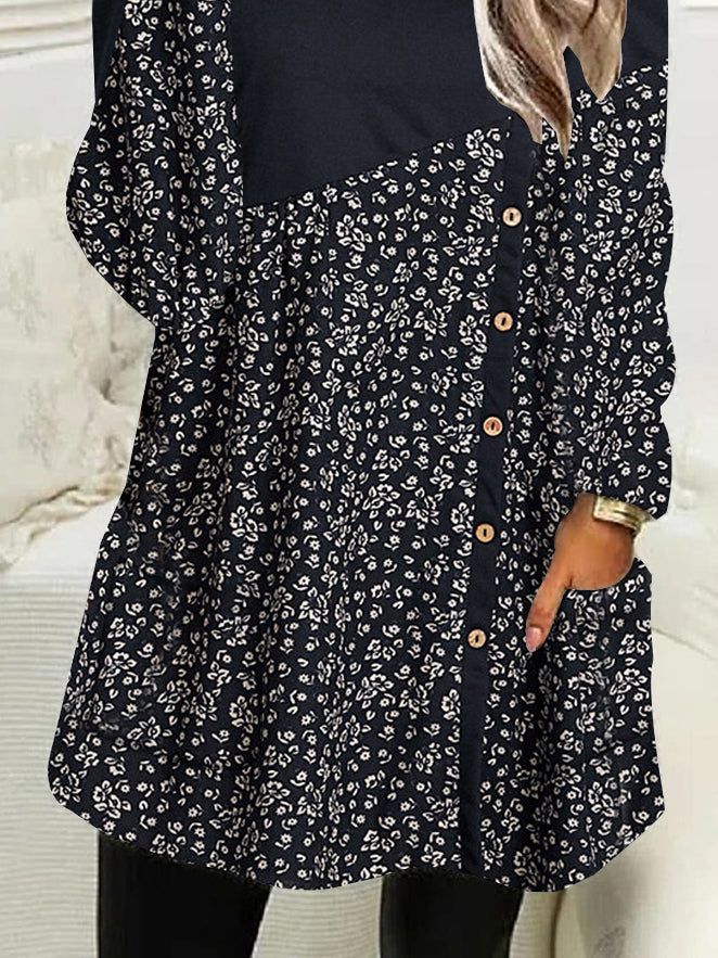 Women Half Sleeve V-neck Solid Color Dress