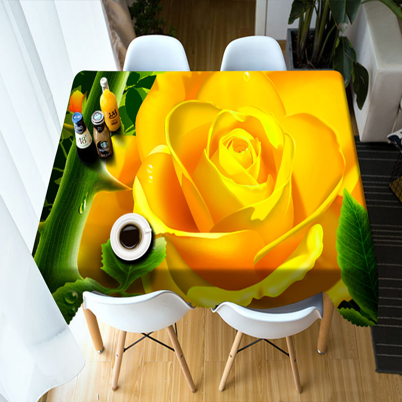 

Red and Yellow Rose Flower - 3D Tablecloth, 140*210cm, 501 Original
