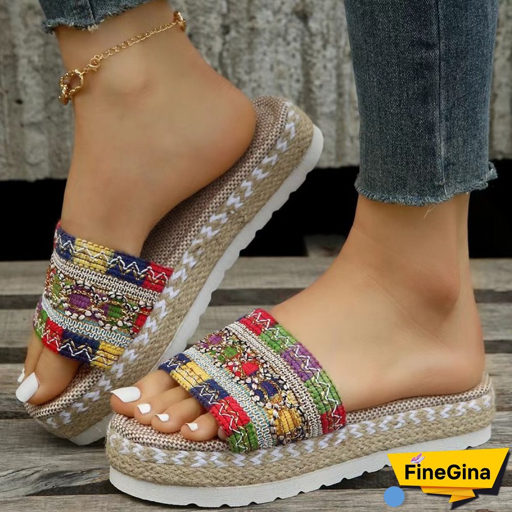 Black Casual Patchwork Round Comfortable Wedges Shoes