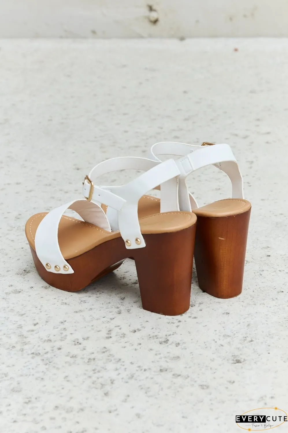 DDK Time After Time Wooden Platform Strap Heels