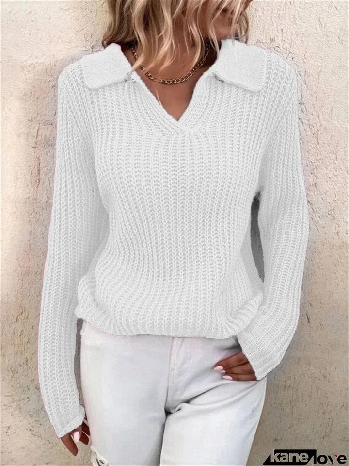 Winter Sexy V Neck Ribbed Slim Pullover Knitted Sweaters for Women