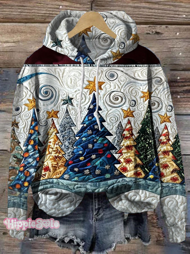 Christmas Tree Print Casual Hoodie Sweatshirt Multicolor / S