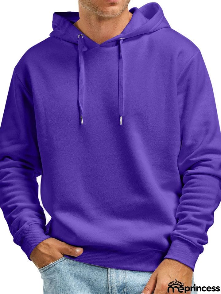 Men's Solid Color Thick Pullover Hoodies
