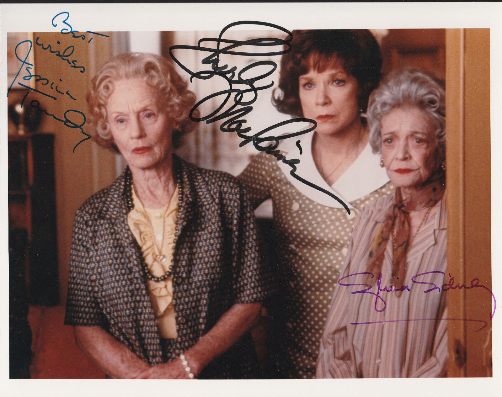 JESSICA TANDY, SYLVIA SIDNEY (DECEASED) & SHIRLEY MACLAINE SIGNED Photo Poster painting