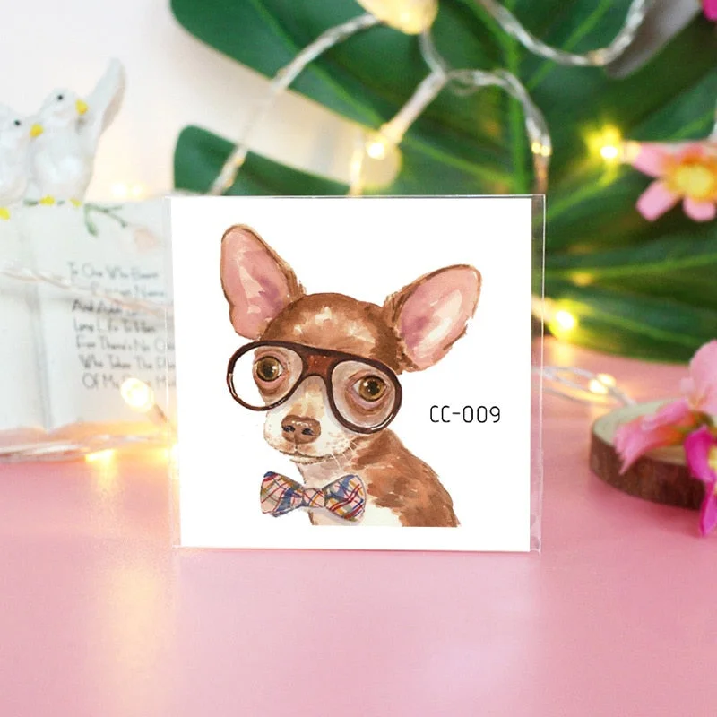Cartoon Cat and Dog Face Stickers Tattoo Stickers Waterproof Girl/Child Cute Makeup Stickers Small Tattoo Pet Temporary Tattoos
