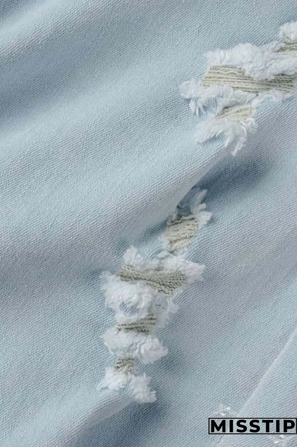 Blue Casual Solid Ripped Patchwork High Waist Regular Denim Jeans