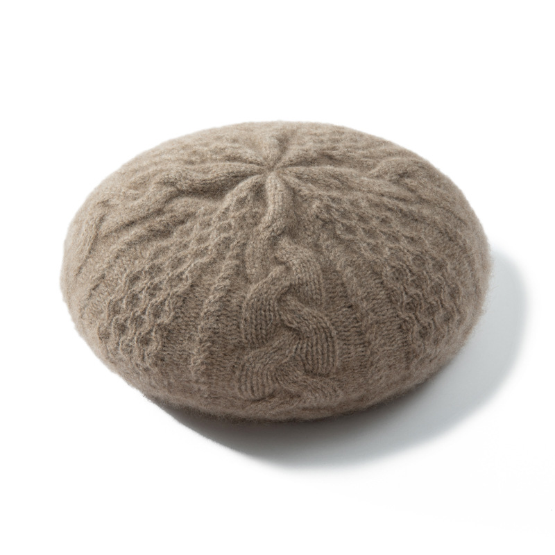 100% Cashmere Beret Braid Pattern REAL SILK LIFE