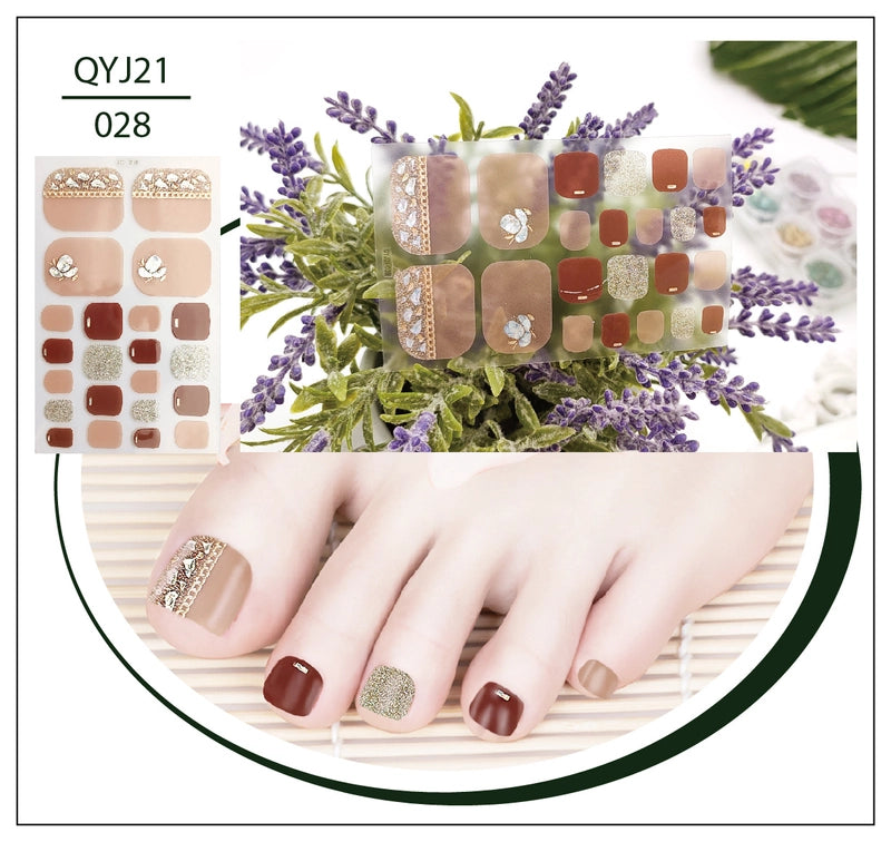 Explosions Foot Nail Stickers Summer Toenail Stickers Bronzing Imitation Diamond Nail Stickers Waterproof Foot Stickers