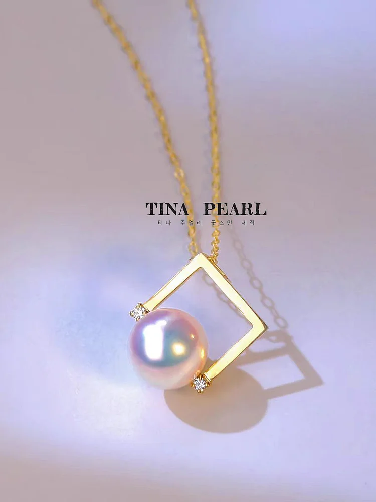 TINA Jewelry  Japan akoya Sea Pearl Pendant 18K gold Tienu class extremely strong sea pearl necklace