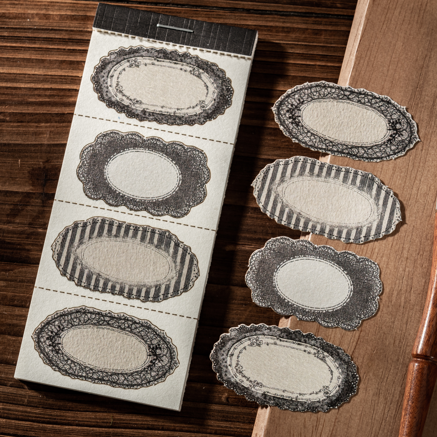 메모 패드 - 욕망의 물결 시리즈 빈티지 레이스 테두리