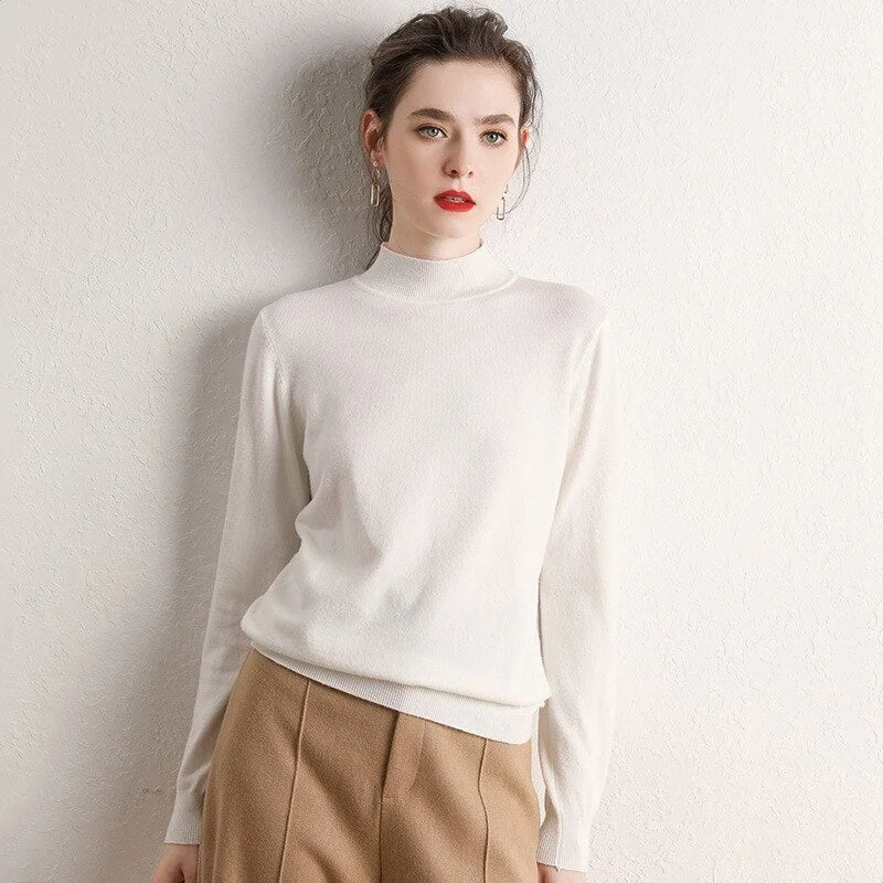 Women Sweater 2020 New O-neck Female Long-sleeved Knitted Pullover Jumper Pull Femme Clothes White Slim Thin Casual Womenswear