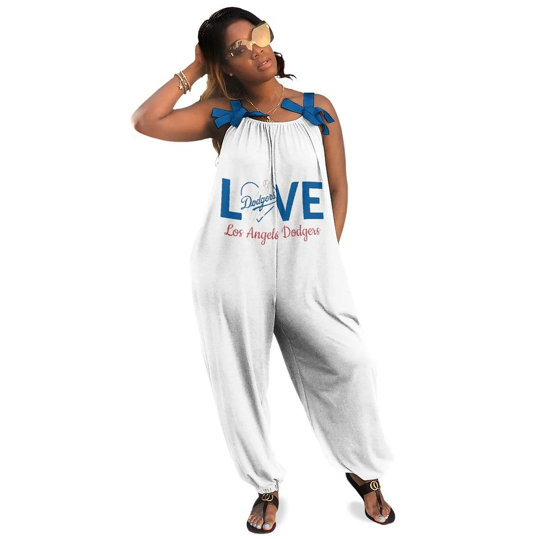 Women Plus Size Jumpsuits Loose Casual Print Retro Strappy Jumpsuit in Pattern,Blue,Red,