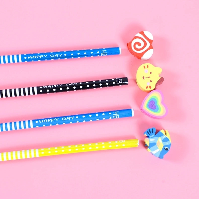 2 Pieces Cartoon Hb Eraser Student Pencil For Writing 1 Pcs