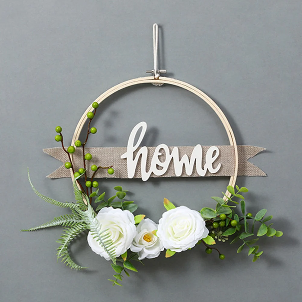 Simulation Eucalyptus Leaf Bamboo Circle Festive Decoration Garland