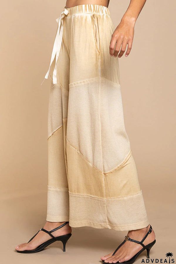 Casual Solid Color Stitching 9 Points Straight Pants