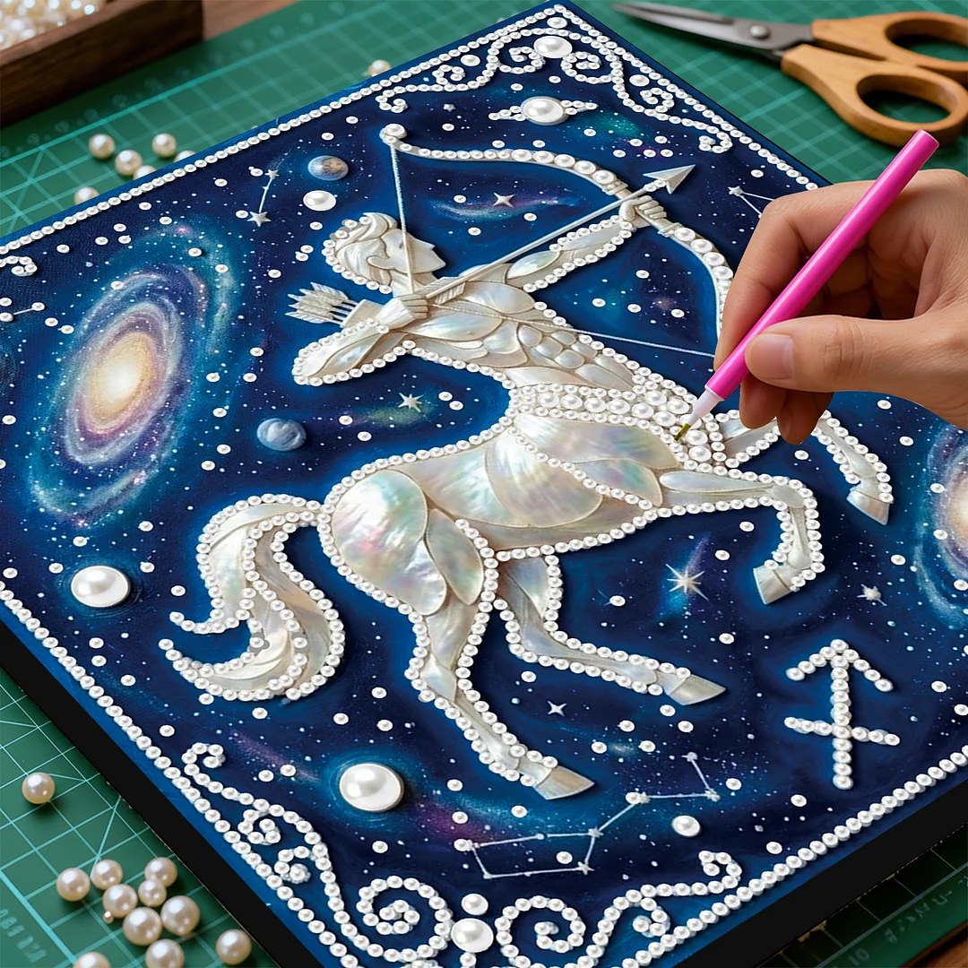 Sagittarius - DIY Pearl Diamond Art Kit With Frame 25*25cm