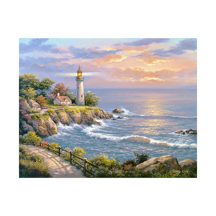 Lighthouse Seascape 11CT Stamped Cross Stitch 50*40CM