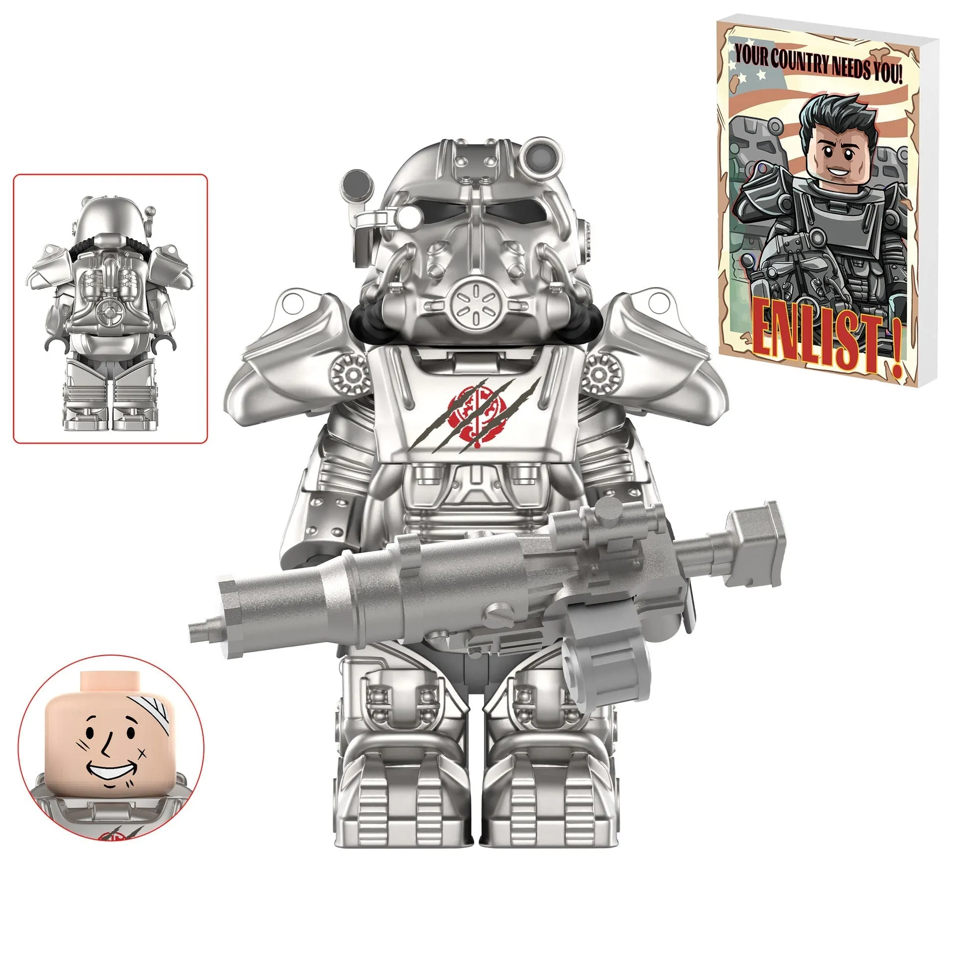 Brotherhood of Steel T-60 Power Armor (Bear Claw) Custom Fallout Minifigure LBS monstertoys