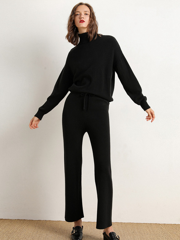Cashmere Turtleneck Tracksuit| Multi-Colors Selected-Real Silk Life