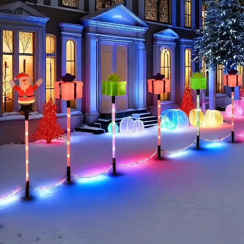 6-Pack Solar Christmas Decorative Lights Christmas-Themed LED Fairy Lights Featuring Santa Claus, Christmas Trees, and Reindeer Plastic Material IP44 Waterproof Rating Ideal for Lawn and Garden Pathway Decorations Holiday Decorations 6-Pack Solar Christmas Decorative Lights Christmas-Themed LED Fairy Lights Featuring Santa Claus, Christmas Trees, and Reindeer Plastic Material IP44 Waterproof Rating Ideal for Lawn and Garden Pathway Decorations Holiday Decorations