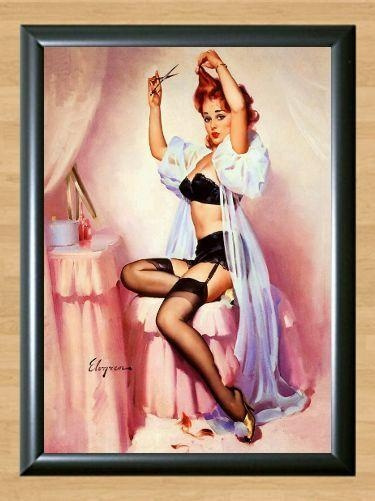 Vintage Retro Hair Glamour Gil Elvgren Pin Up Girl Art Glossy  Poster Print A4 Size