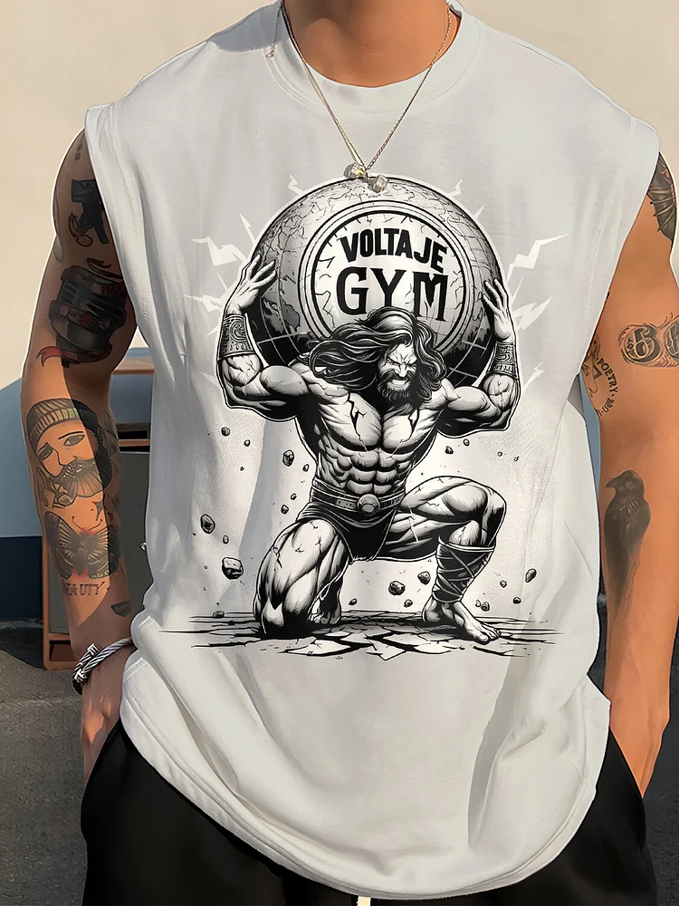 Men's Greek Atlas Volta Je Gym Print Tank Top