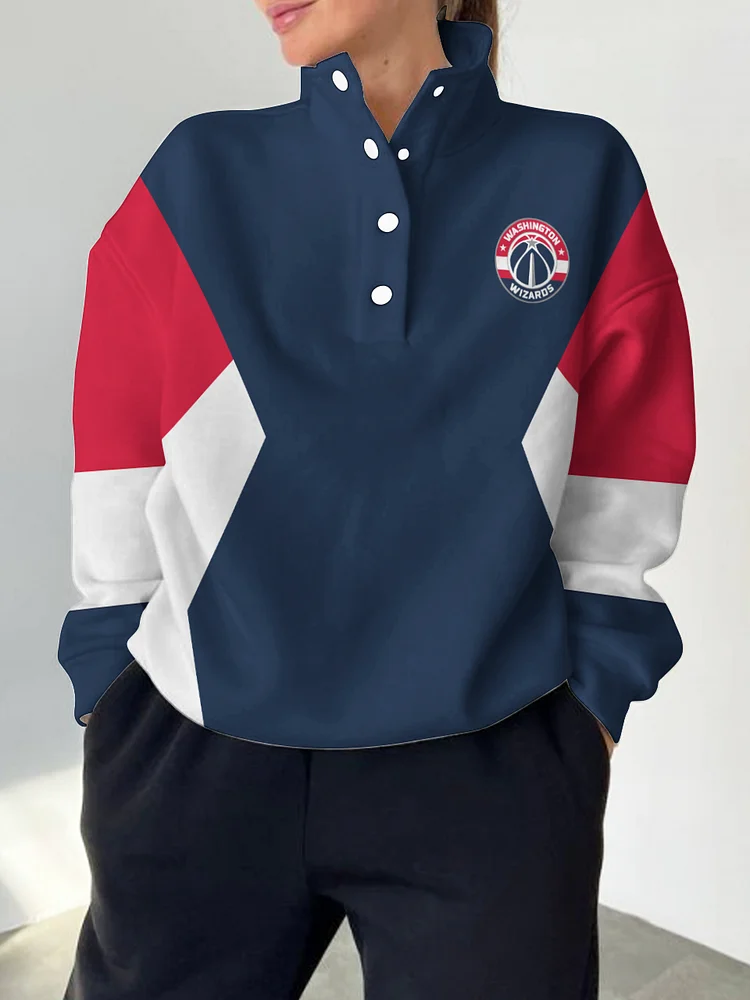Washington Wizards 2025 New Design Casual Snap Mockneck Pullover