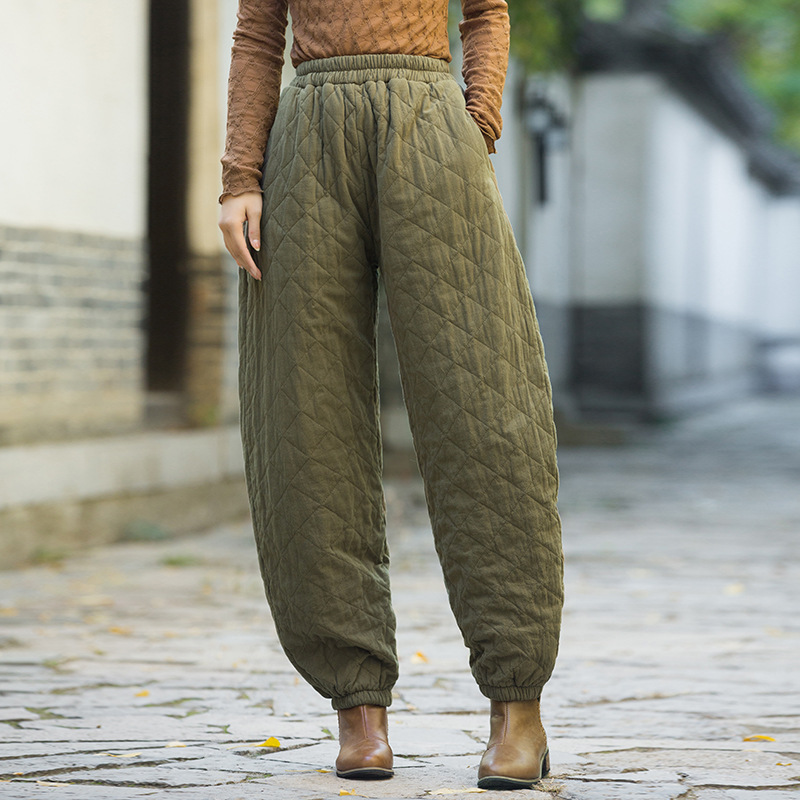 Loose Warm Solid Color Cotton Pants