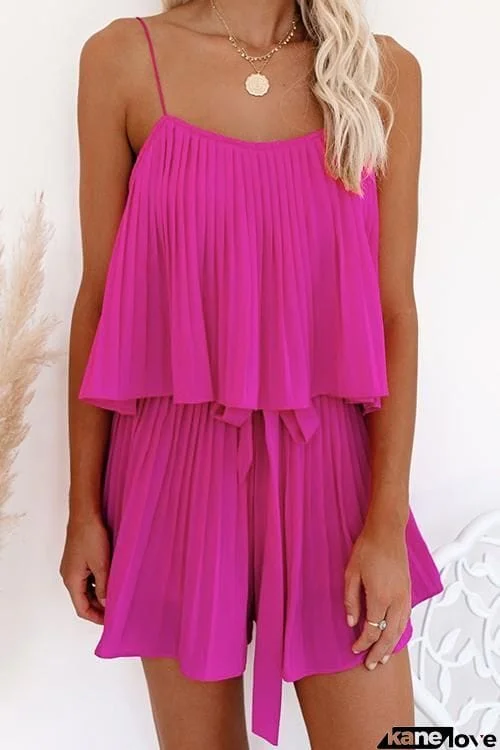 Pleated Belted Slip Mini Dress
