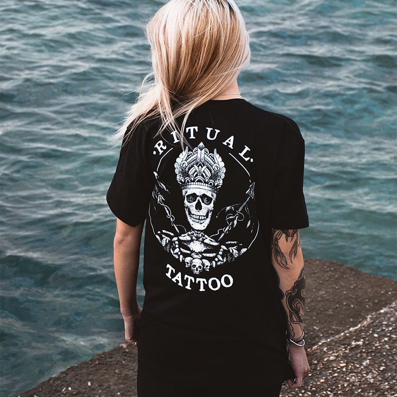 RITUAL TATTOO skull print casual t-shirt