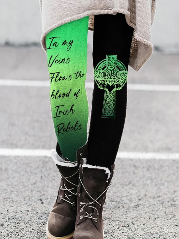 In My Veins Flows The Blood Of Irish Rebels Gradient Leggings