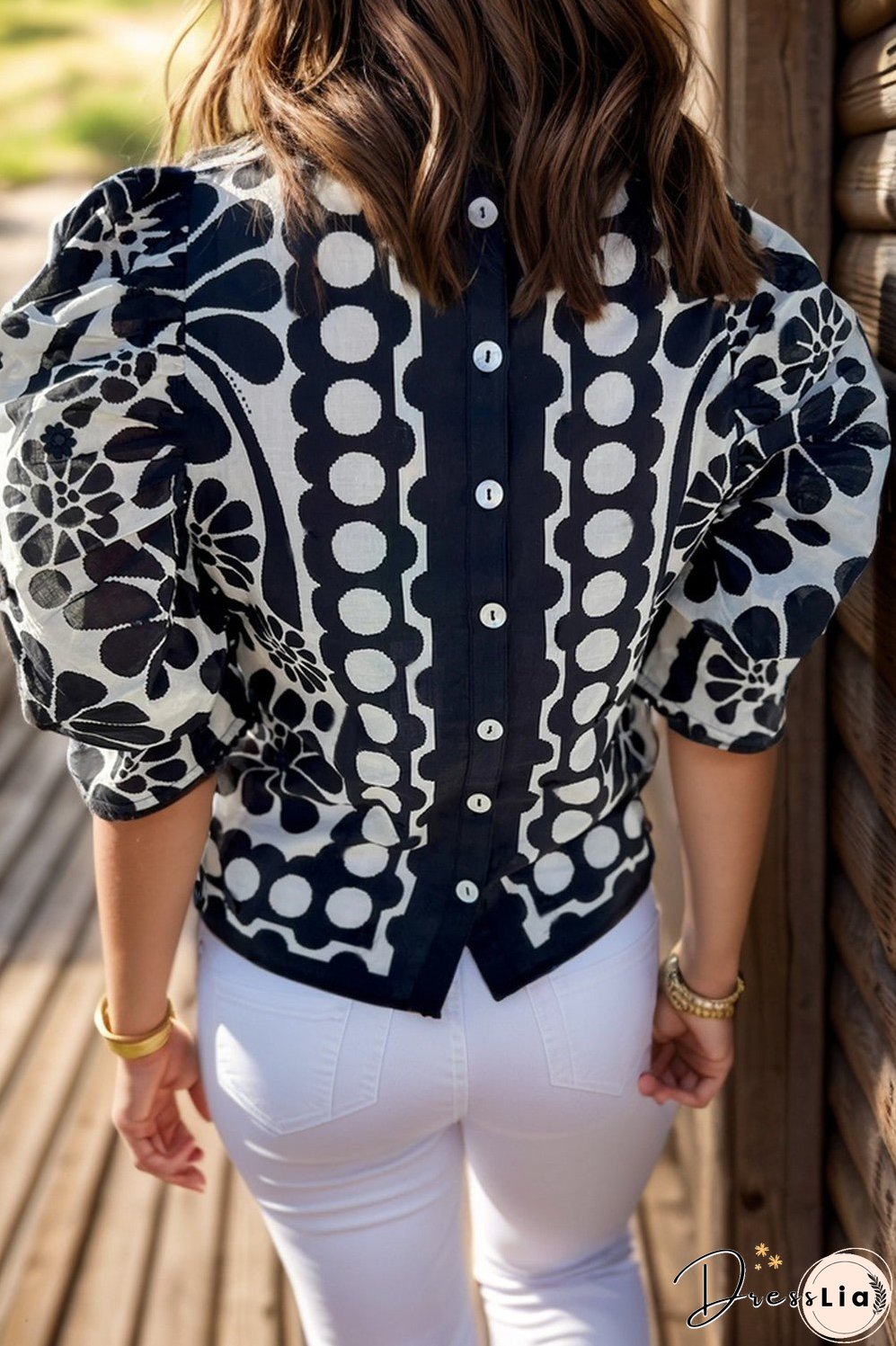 Printed Round Neck Half Sleeve Blouse