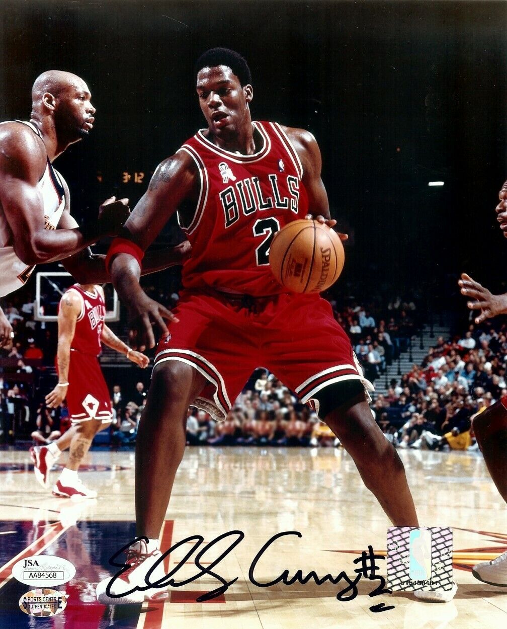 Eddy Curry Autographed 8X10 Photo Poster painting Chicago Bulls Dribbling JSA AA84568