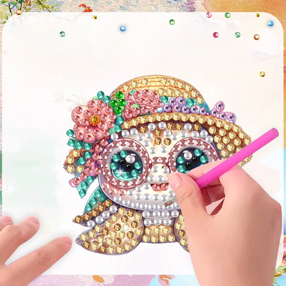 6Pcs Acrylic Summer Beach Turtle DIY Diamond Art Refrigerator Magnets Sticker