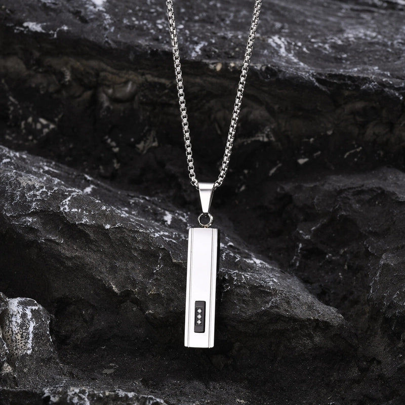 Minimalist Streetwear Square 201 Stainless Steel Inlay Zircon Men's Pendant Necklace