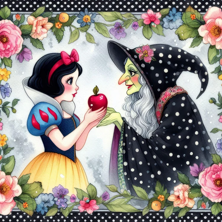 Snow White and Witch-Full Round Diamond Painting-40*40CM(Canvas)