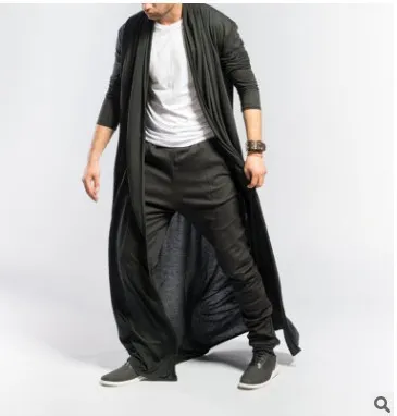 Uveng Uveng And Autumn Thin Men's Mature Long Slim Long Style Long Wind Jacket Casual Fashion Solid Color Men's Top