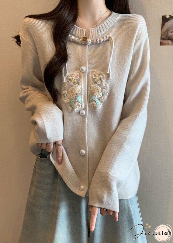 Style Apricot Tassel Button Patchwork Knit Coat Fall