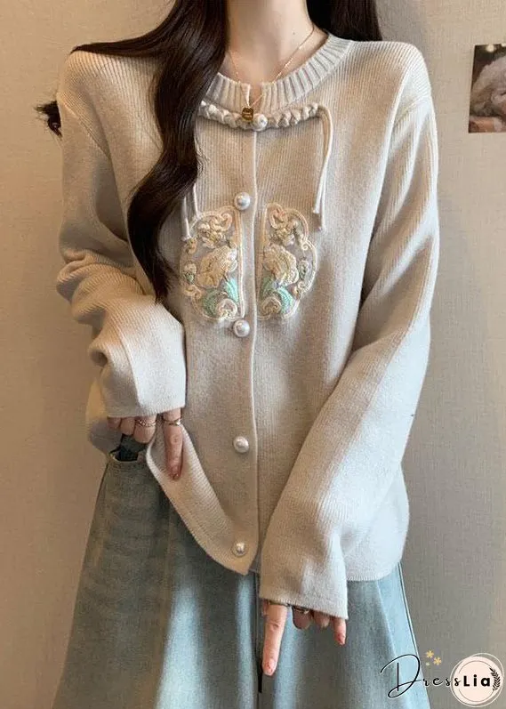 Style Apricot Tassel Button Patchwork Knit Coat Fall