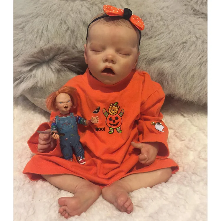 [🎃Halloween Sale🎃] 17'' Realistic And Lifelike Reborn Baby Newborn Sleeping Doll Named Hallie